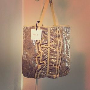 Valentino Red NWT Gold Sequin Tote